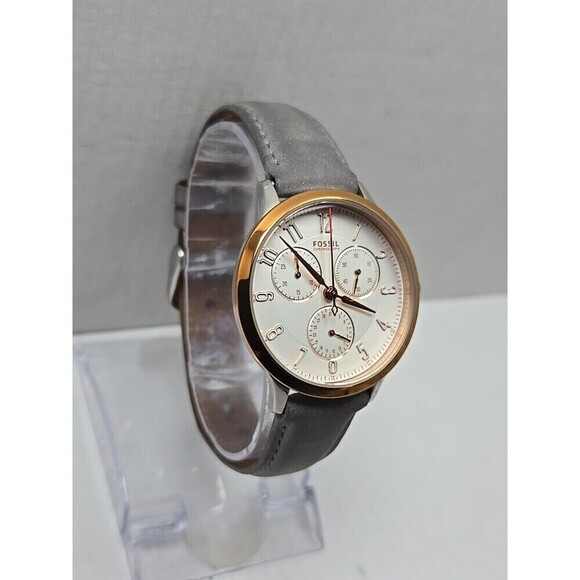 Fossil CH3071 Abilene Women Chronograph Watch Rose Gold Gray Leather New Battery main image 8